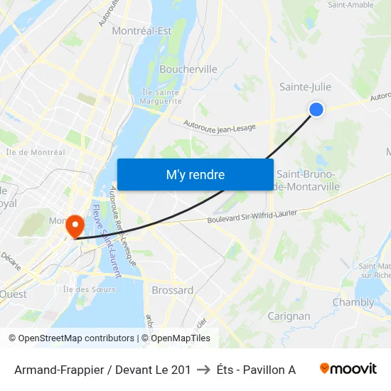 Armand-Frappier / Devant Le 201 to Éts - Pavillon A map