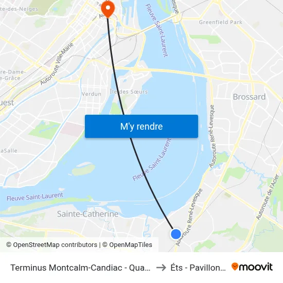 Terminus Montcalm-Candiac - Quai 2 to Éts - Pavillon A map