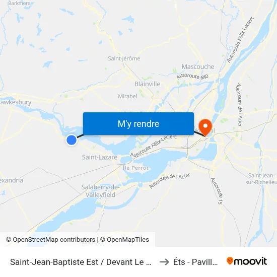 Saint-Jean-Baptiste Est / Devant Le Super C to Éts - Pavillon A map