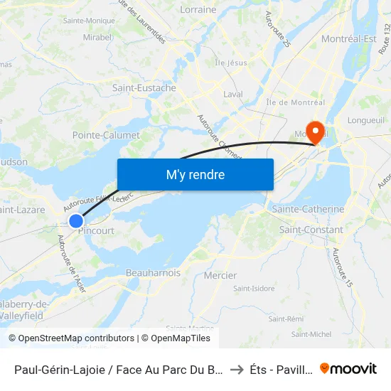 Paul-Gérin-Lajoie / Face Au Parc Du Bicentenaire to Éts - Pavillon A map