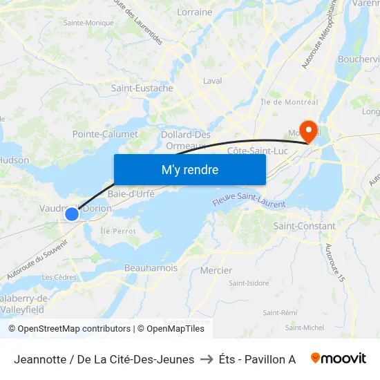 Jeannotte / De La Cité-Des-Jeunes to Éts - Pavillon A map