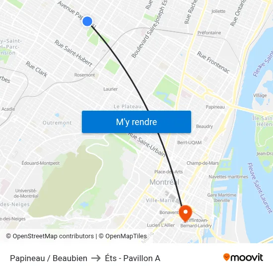 Papineau / Beaubien to Éts - Pavillon A map