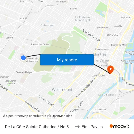 De La Côte-Sainte-Catherine / No 3200 to Éts - Pavillon A map