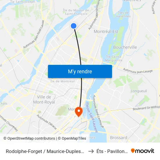 Rodolphe-Forget / Maurice-Duplessis to Éts - Pavillon A map