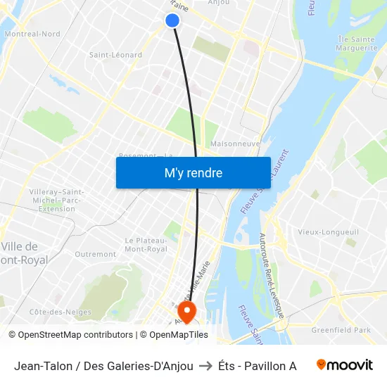 Jean-Talon / Des Galeries-D'Anjou to Éts - Pavillon A map