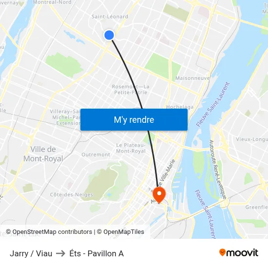 Jarry / Viau to Éts - Pavillon A map