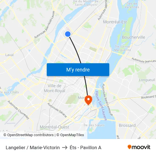 Langelier / Marie-Victorin to Éts - Pavillon A map
