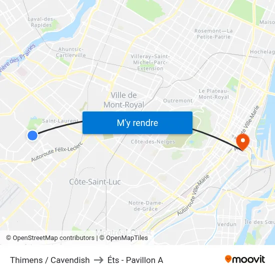 Thimens / Cavendish to Éts - Pavillon A map