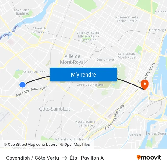 Cavendish / Côte-Vertu to Éts - Pavillon A map