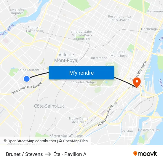 Brunet / Stevens to Éts - Pavillon A map