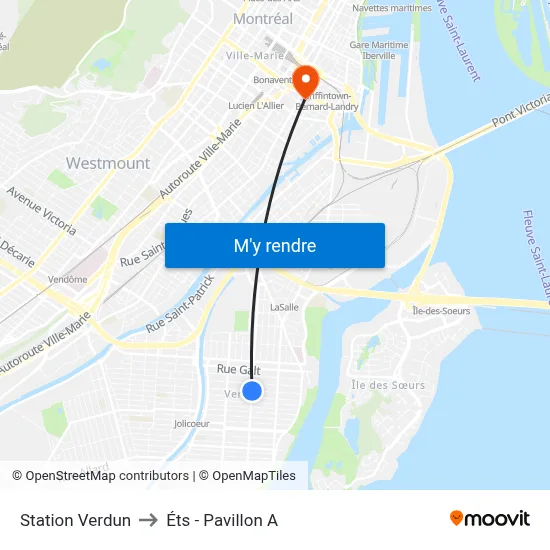 Station Verdun to Éts - Pavillon A map