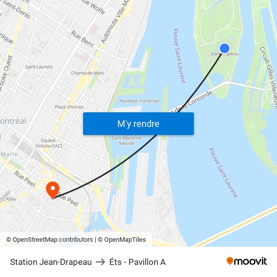 Station Jean-Drapeau to Éts - Pavillon A map