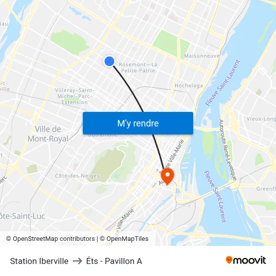 Station Iberville to Éts - Pavillon A map