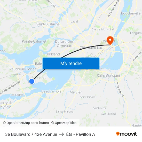 3e Boulevard / 42e Avenue to Éts - Pavillon A map