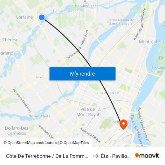 Côte De Terrebonne / De La Pommeraie to Éts - Pavillon A map