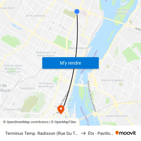 Terminus Temp. Radisson (Rue Du Trianon) to Éts - Pavillon A map
