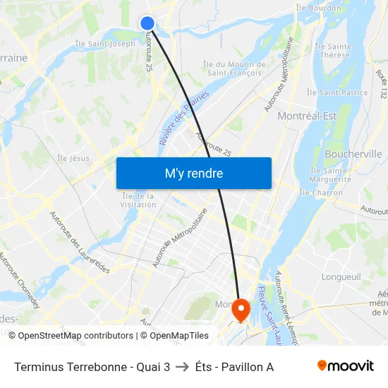 Terminus Terrebonne - Quai 3 to Éts - Pavillon A map