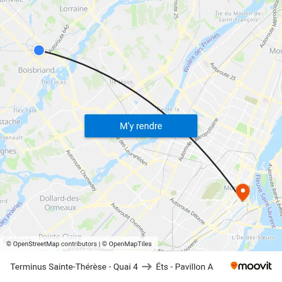 Terminus Sainte-Thérèse - Quai 4 to Éts - Pavillon A map