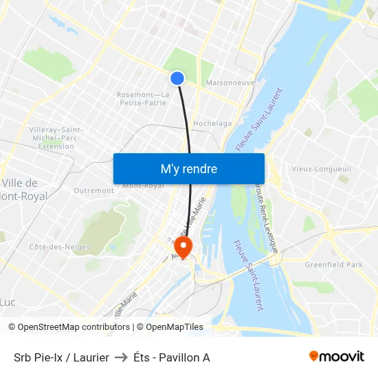 Srb Pie-Ix / Laurier to Éts - Pavillon A map