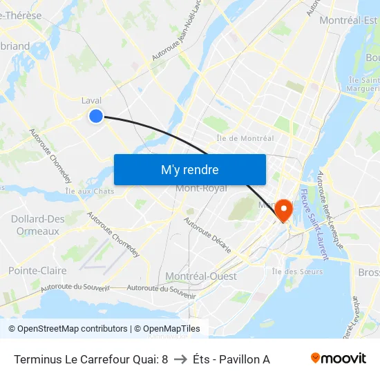 Terminus Le Carrefour Quai: 8 to Éts - Pavillon A map