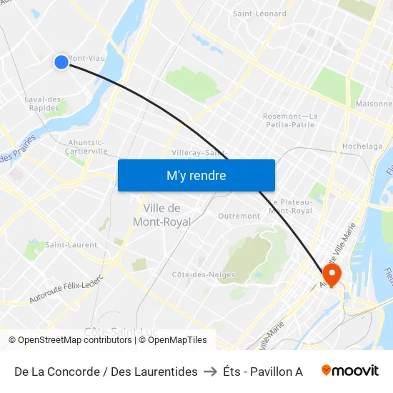 De La Concorde / Des Laurentides to Éts - Pavillon A map