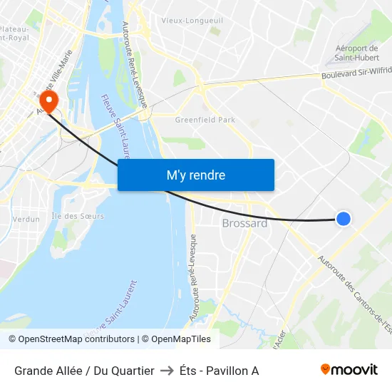 Grande Allée / Du Quartier to Éts - Pavillon A map