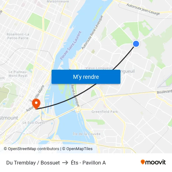 Du Tremblay / Bossuet to Éts - Pavillon A map