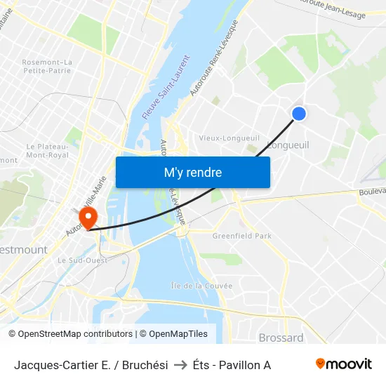Jacques-Cartier E. / Bruchési to Éts - Pavillon A map