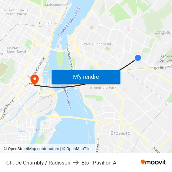 Ch. De Chambly / Radisson to Éts - Pavillon A map