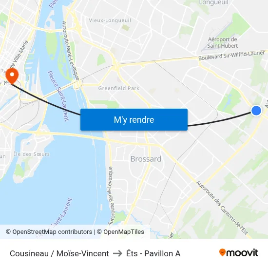 Cousineau / Moïse-Vincent to Éts - Pavillon A map