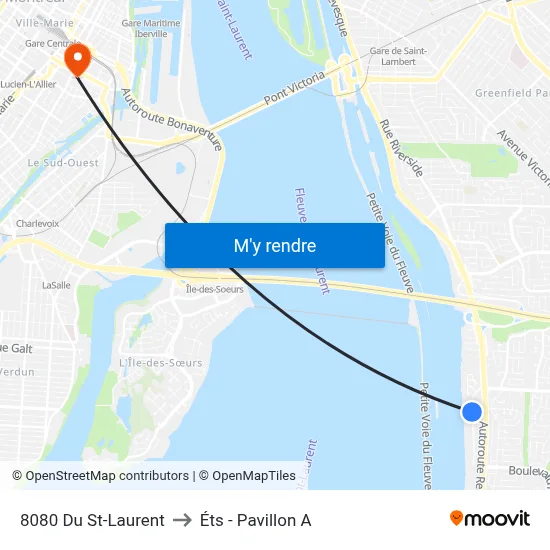 8080 Du St-Laurent to Éts - Pavillon A map