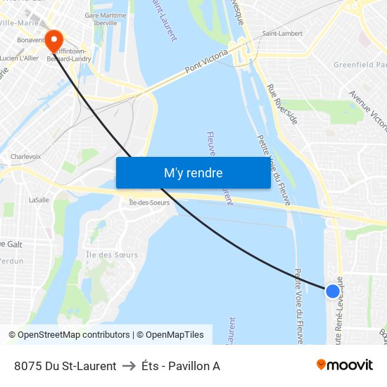 8075 Du St-Laurent to Éts - Pavillon A map