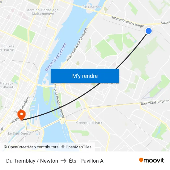 Du Tremblay / Newton to Éts - Pavillon A map