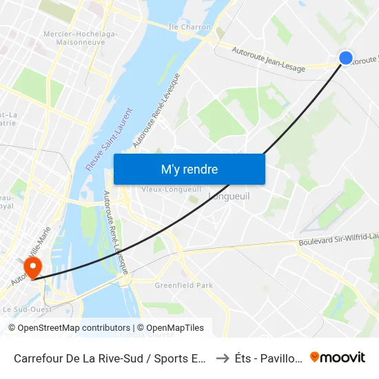 Carrefour De La Rive-Sud / Sports Experts to Éts - Pavillon A map