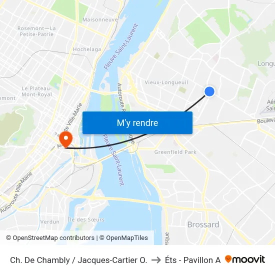 Ch. De Chambly / Jacques-Cartier O. to Éts - Pavillon A map