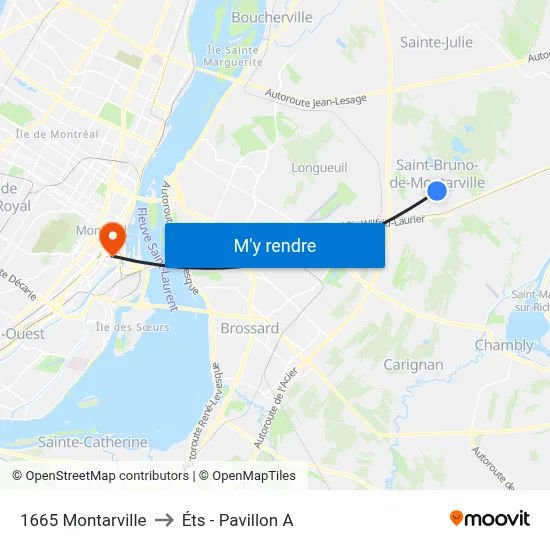 1665 Montarville to Éts - Pavillon A map