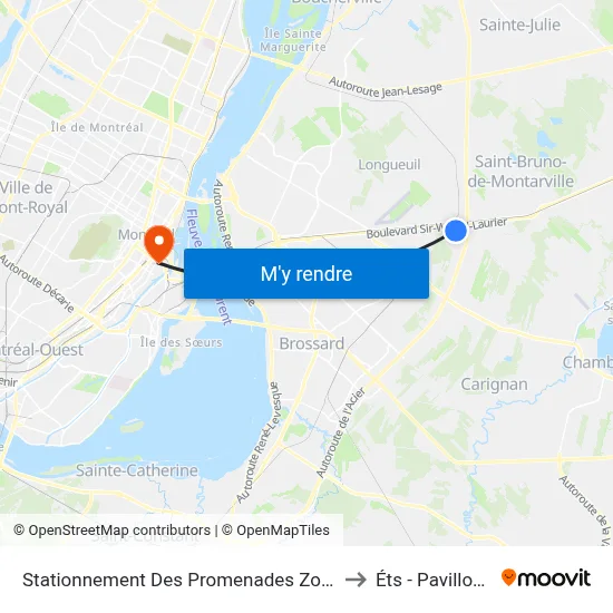 Stationnement Des Promenades Zone 1 to Éts - Pavillon A map