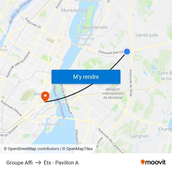 Groupe Affi to Éts - Pavillon A map