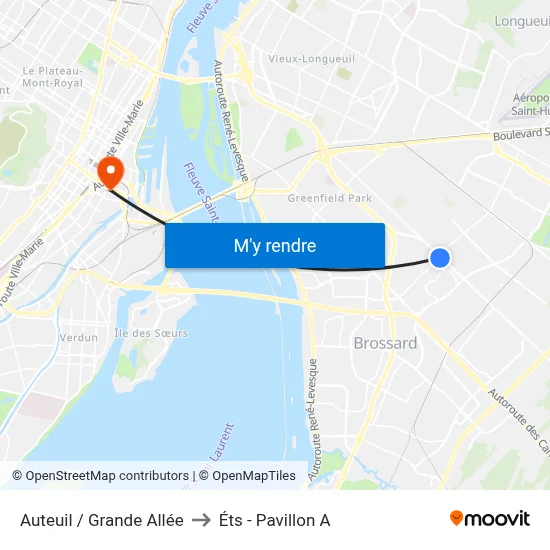 Auteuil / Grande Allée to Éts - Pavillon A map