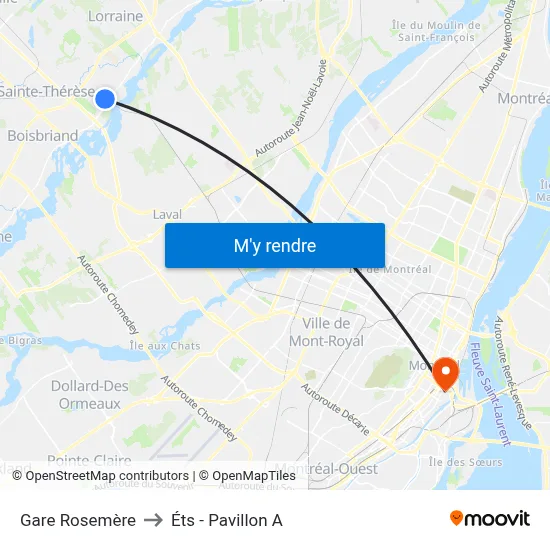 Gare Rosemère to Éts - Pavillon A map