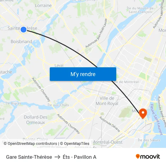 Gare Sainte-Thérèse to Éts - Pavillon A map