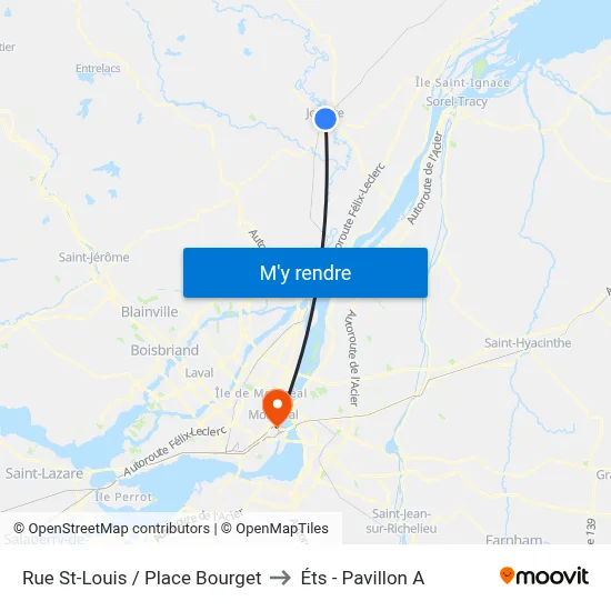 Rue St-Louis / Place Bourget to Éts - Pavillon A map