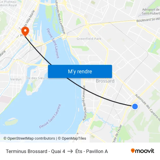 Terminus Brossard - Quai 4 to Éts - Pavillon A map
