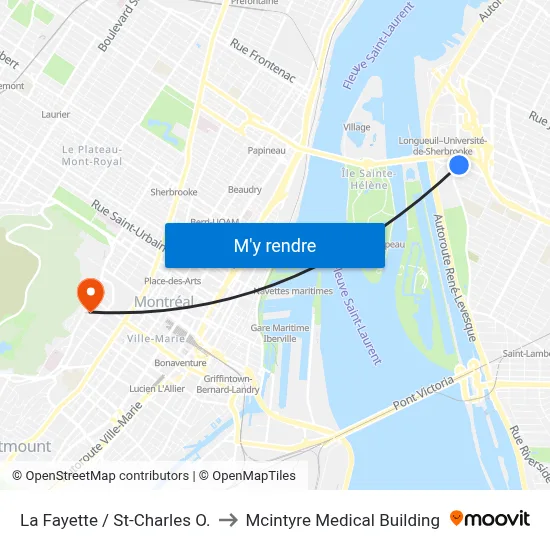 La Fayette / St-Charles O. to Mcintyre Medical Building map