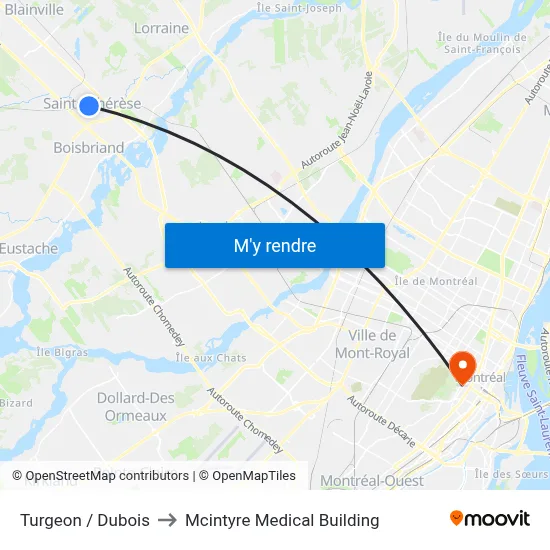 Turgeon / Dubois to Mcintyre Medical Building map
