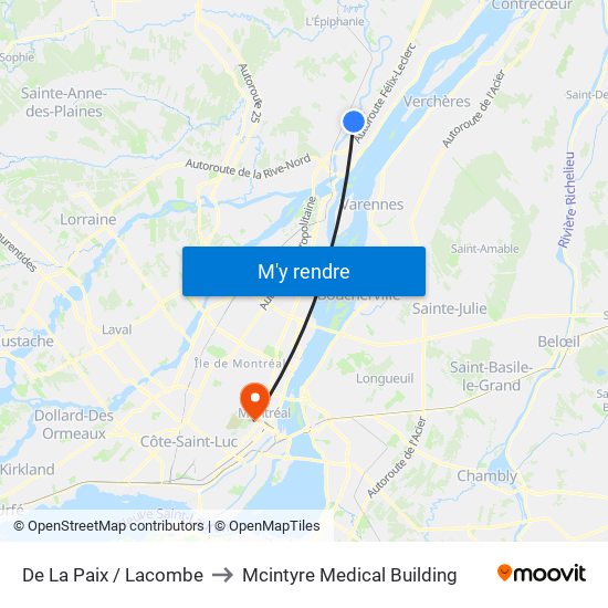 De La Paix / Lacombe to Mcintyre Medical Building map