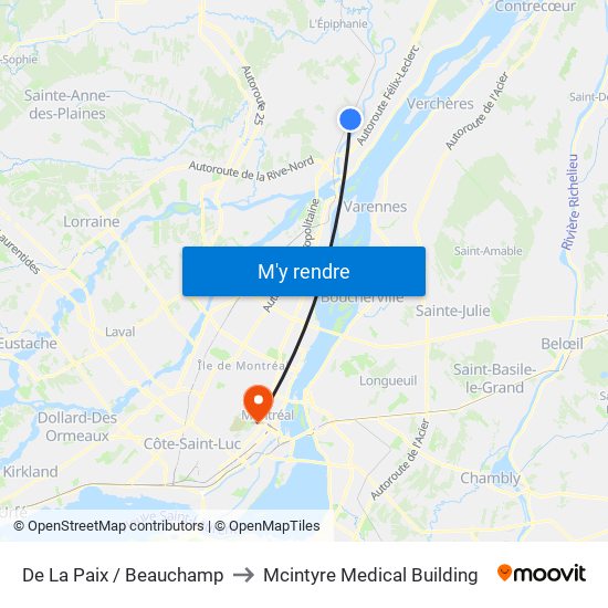 De La Paix / Beauchamp to Mcintyre Medical Building map