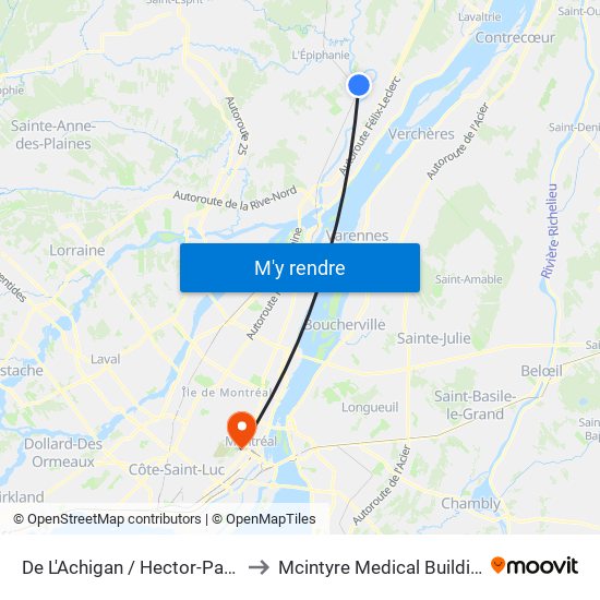 De L'Achigan / Hector-Papin to Mcintyre Medical Building map