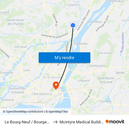 Le Bourg-Neuf / Bourgeoys to Mcintyre Medical Building map