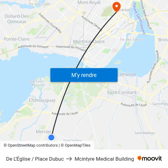 De L’Église / Place Dubuc to Mcintyre Medical Building map